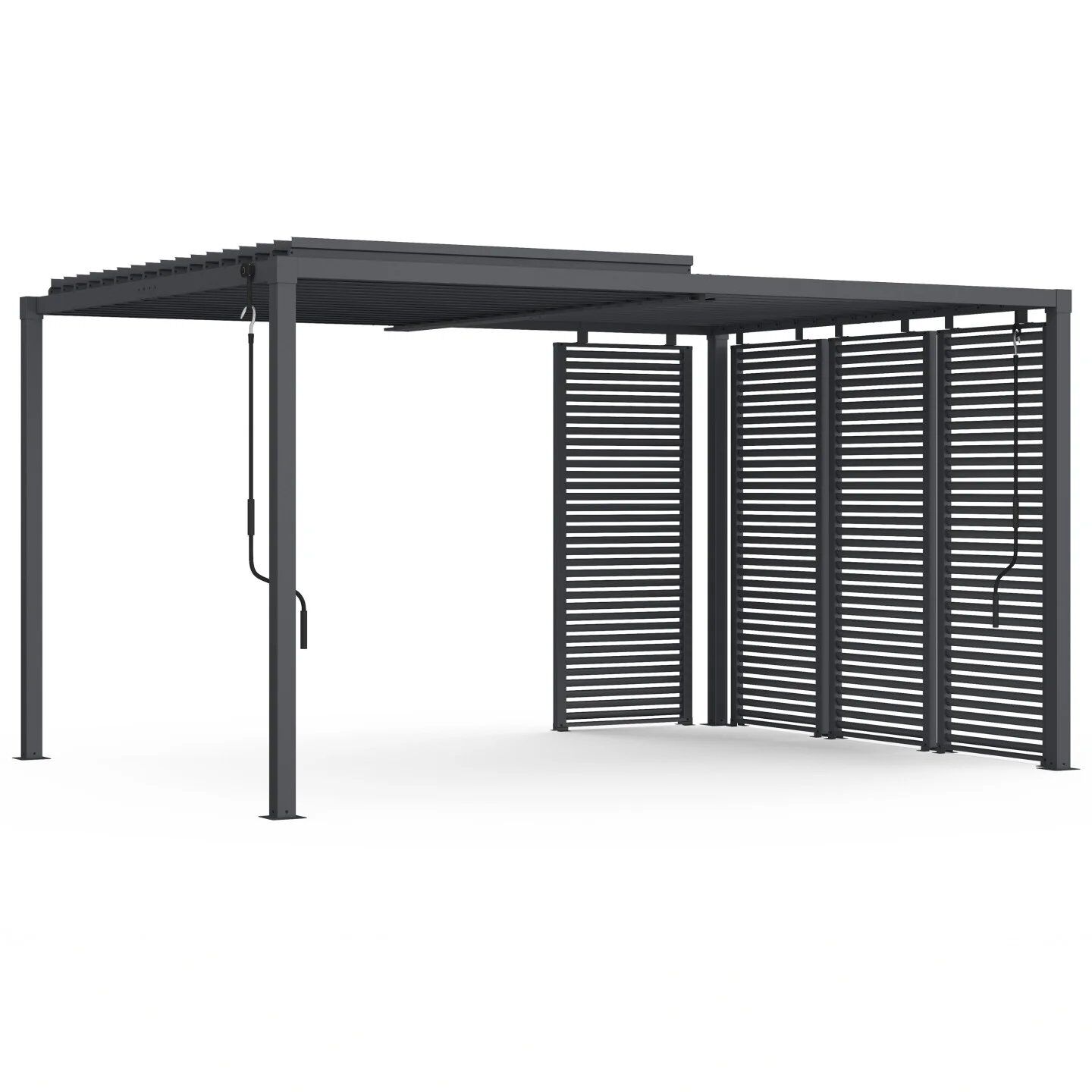 Pergola bioclimatique lames orientables acier 3x4 M avec persiennes horizontales
