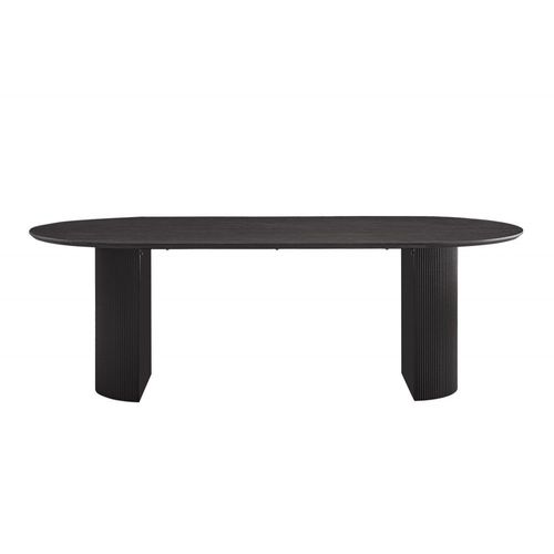 Table À Manger Ovale Vagos Effet Bois Brun Foncé Longueur 220cm, Idéal Pour Une Salle À Manger Conviviale
