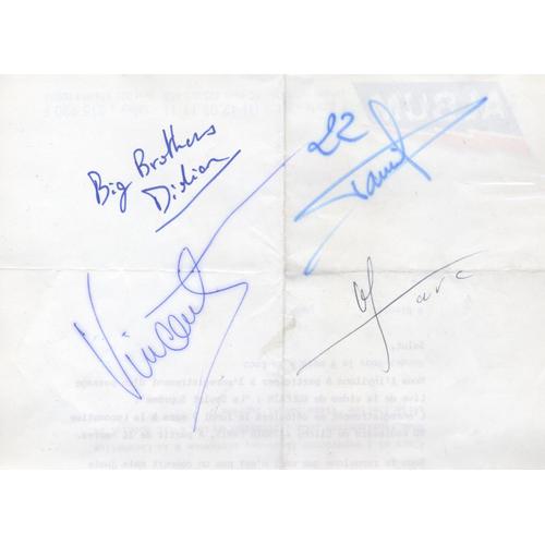 Autographes Des 4 Musiciens Du Groupe Vulcain Au Dos De La Lettre D'invitation Pour L'enregistrement Du Clip "Soviet Suprême" Le 9 Mars 1987 À La Locomotive À Paris.