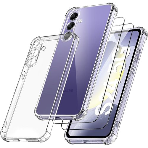 Coque Pour Samsung Galaxy S24 Silicone Transparente Angles Renforces + 2 Verres Trempes Little Boutik©
