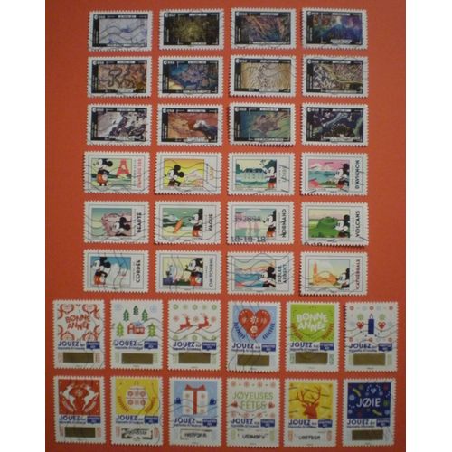 Lot De 3 Séries Complètes De 12 Timbres Oblitérés - La Terre Vue De L'espace Depuis La Station Spatiale Internationale - Mickey Et La France - Meilleurs Voeux - France - Année 2018