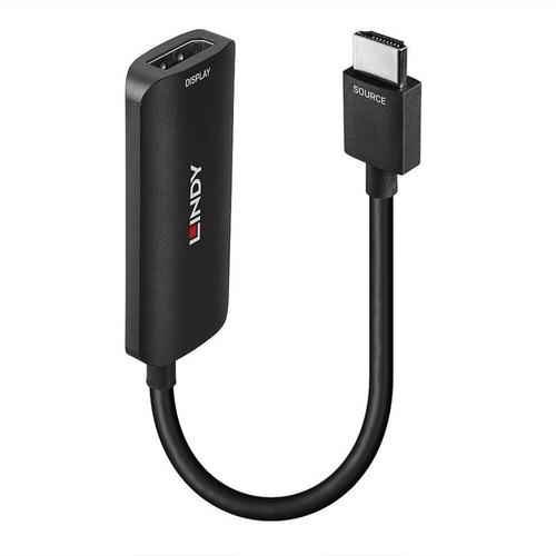 Lindy - Adaptateur vidéo - HDMI mâle pour DisplayPort, Micro-USB de type B (alimentation uniquement) femelle - 15.7 cm - noir - support pour 4K60Hz (3840 x 2160)