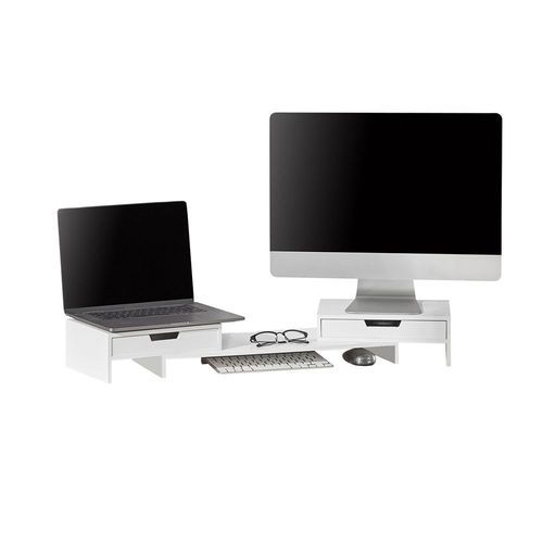 Sobuy Bbf04-W Support De Moniteur Écran Ergonomique Support, Ordinateur Portable Ou Écran Tv Réhausseur, Blanc