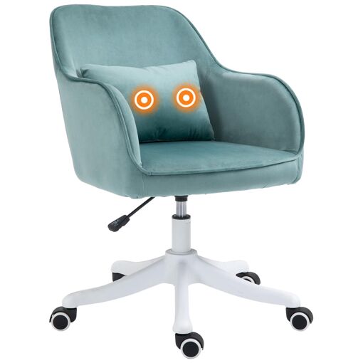 Chaise de bureau massante velours vert menthe