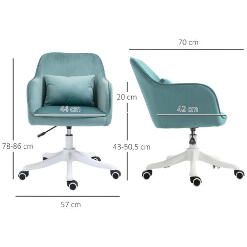 Chaise de bureau massante velours vert menthe - 3