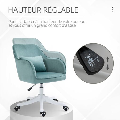 Chaise de bureau massante velours vert menthe - 6