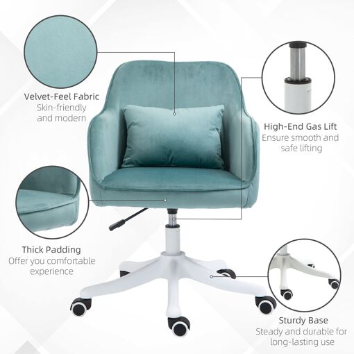 Chaise de bureau massante velours vert menthe - 8