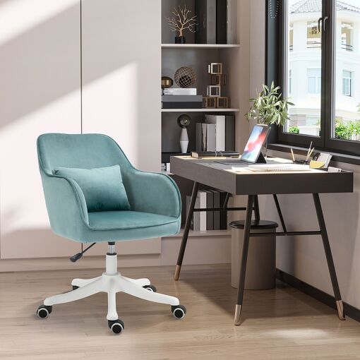 Chaise de bureau massante velours vert menthe - 2