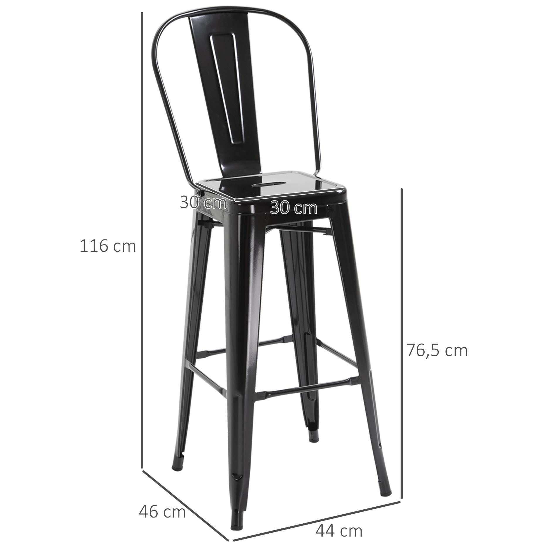 Lot De 4 Tabourets De Bar Industriel - 3