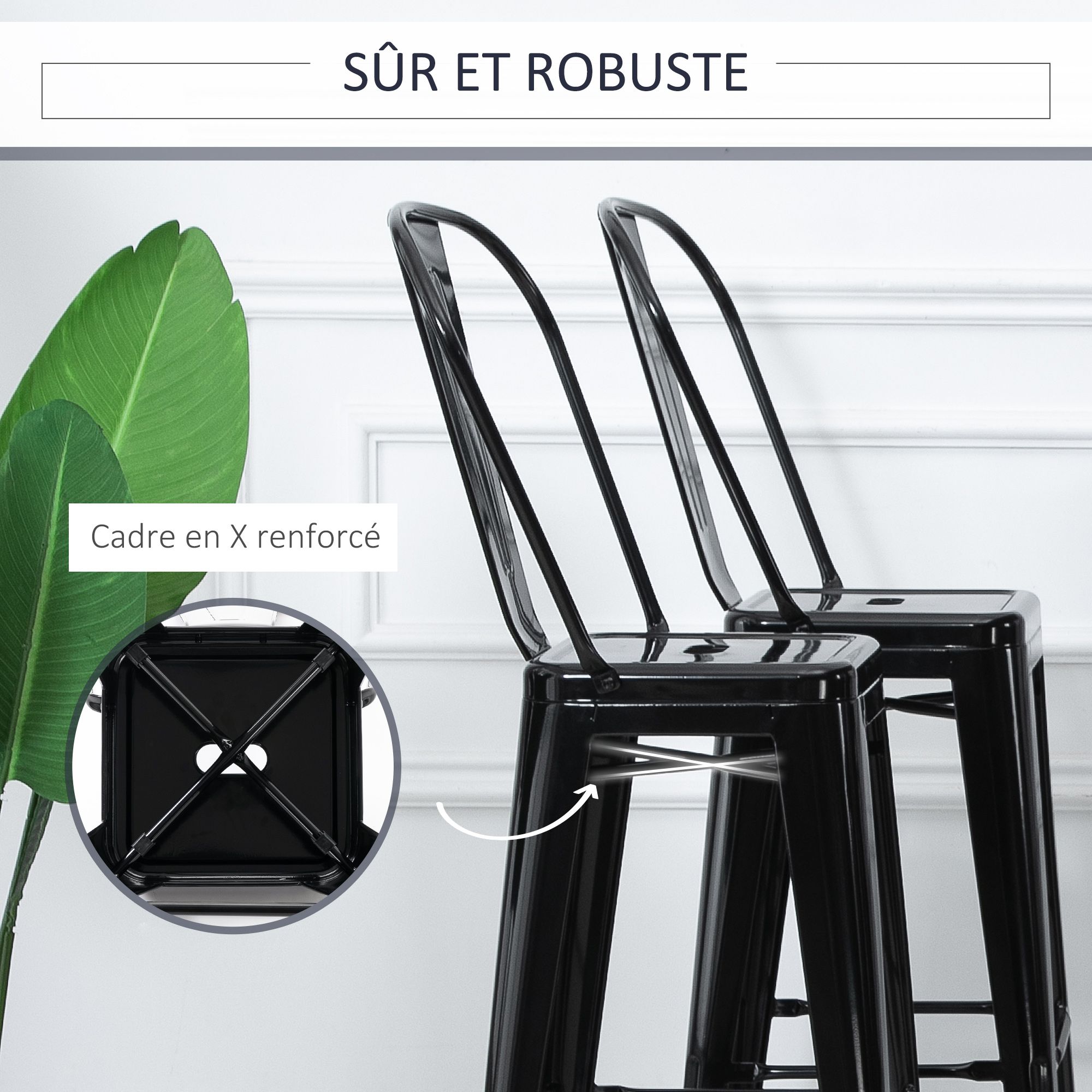 Lot De 4 Tabourets De Bar Industriel - 5