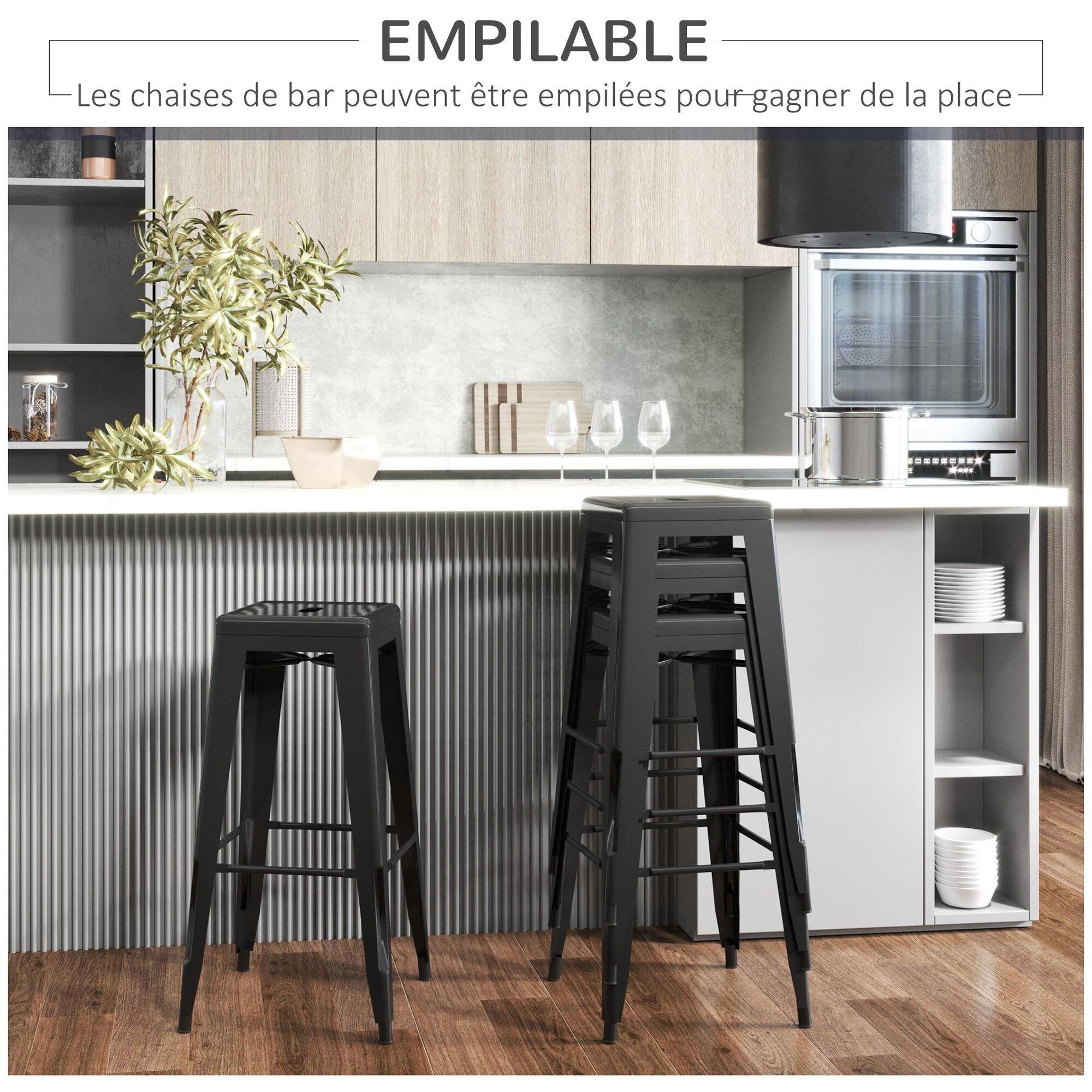 Lot De 4 Tabourets De Bar Industriel - 6