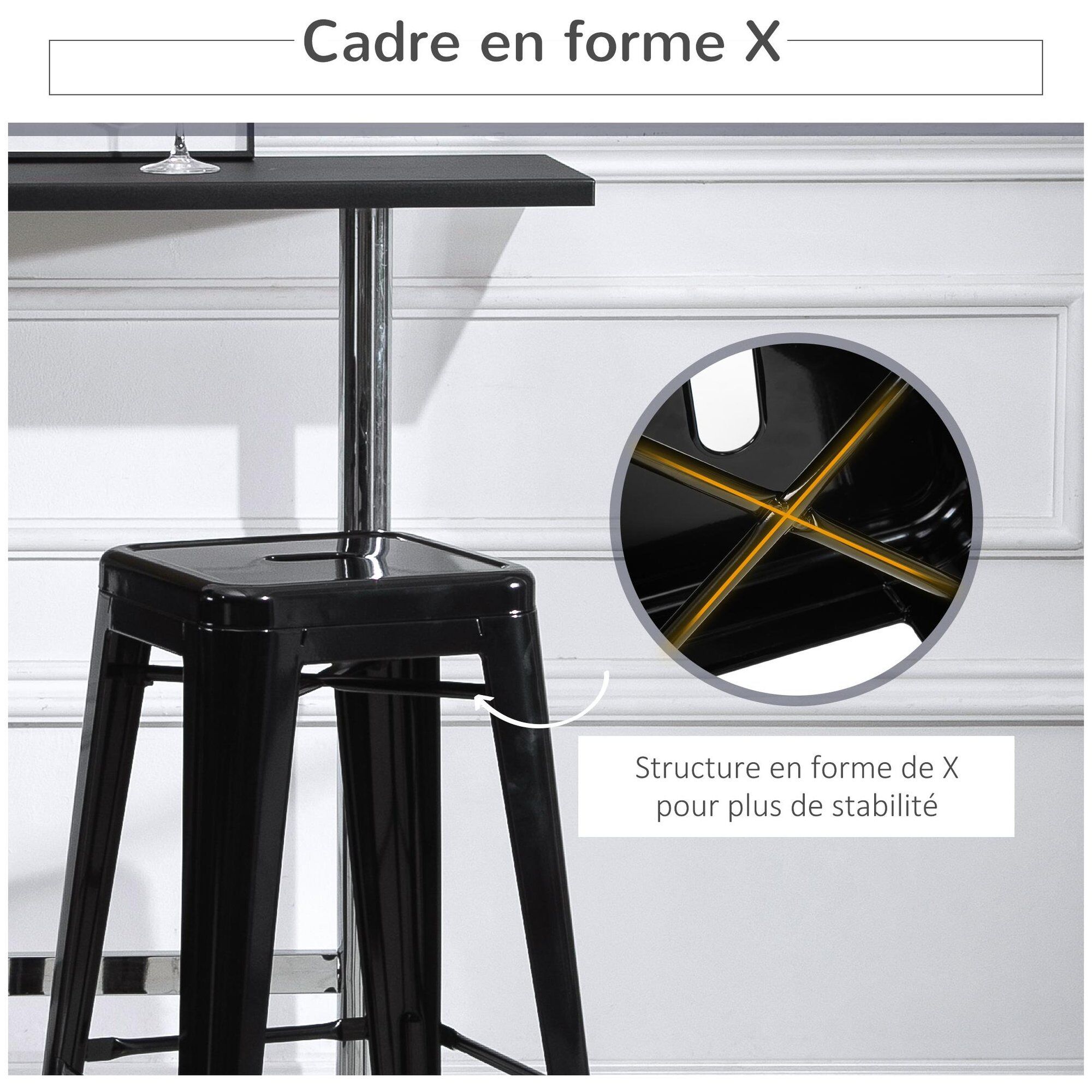 Lot De 4 Tabourets De Bar Industriel - 5