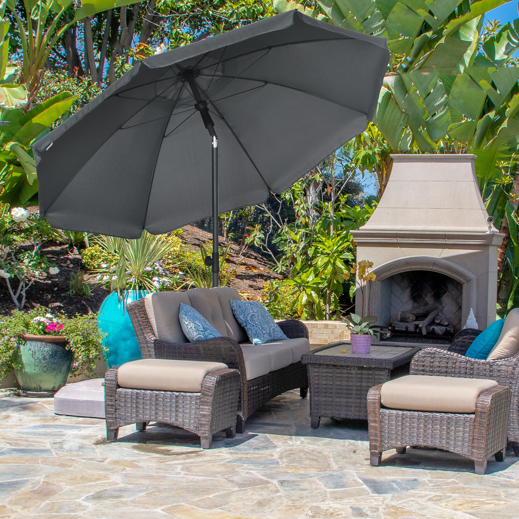 Parasol Inclinable Octogonal � 1,8 M Gris - 2