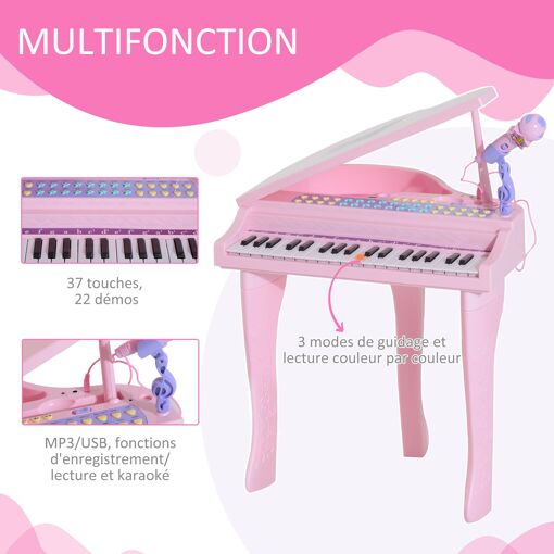 Homcom Piano à queue électronique 37 touches multifonctions avec micro haut... - 4
