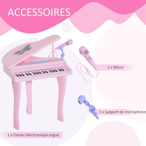Homcom Piano à queue électronique 37 touches multifonctions avec micro haut... - 8