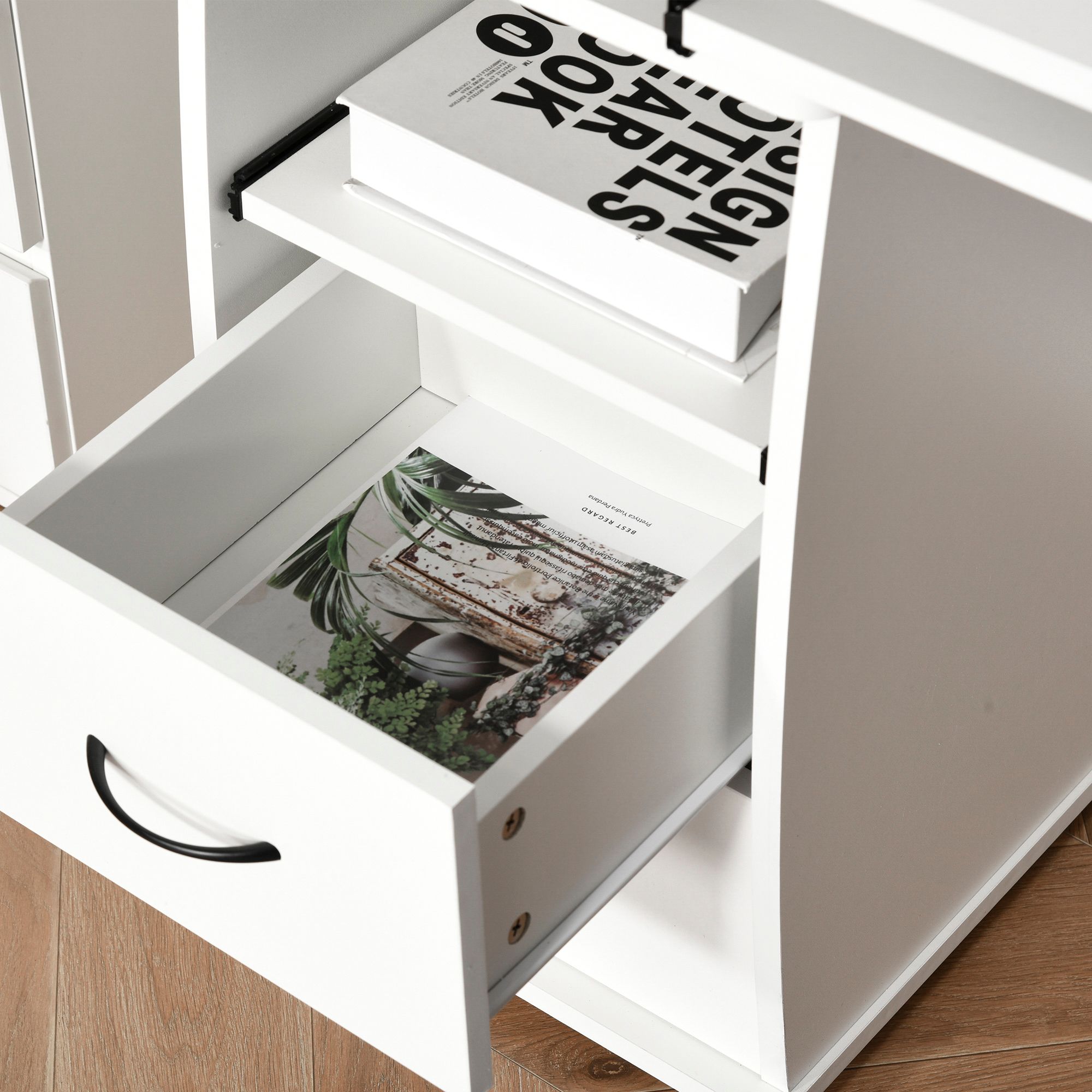 Bureau Informatique Design Multi-rangement Blanc - 7