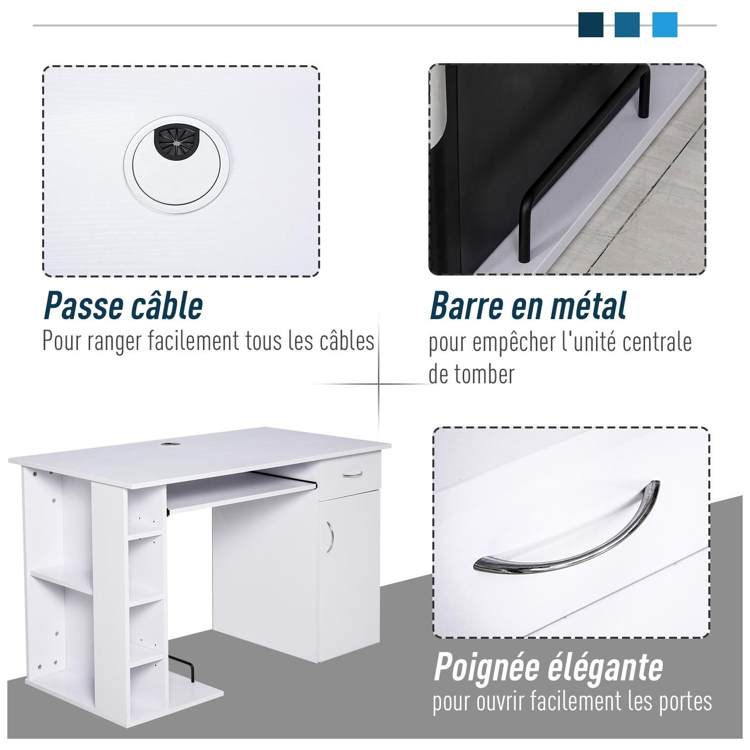 Bureau Informatique Design Multi-rangements - 6