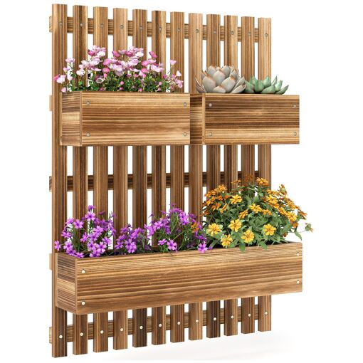 Jardinière Murale Avec Treillis - Lot De 3 Jardinières Murales - Di...