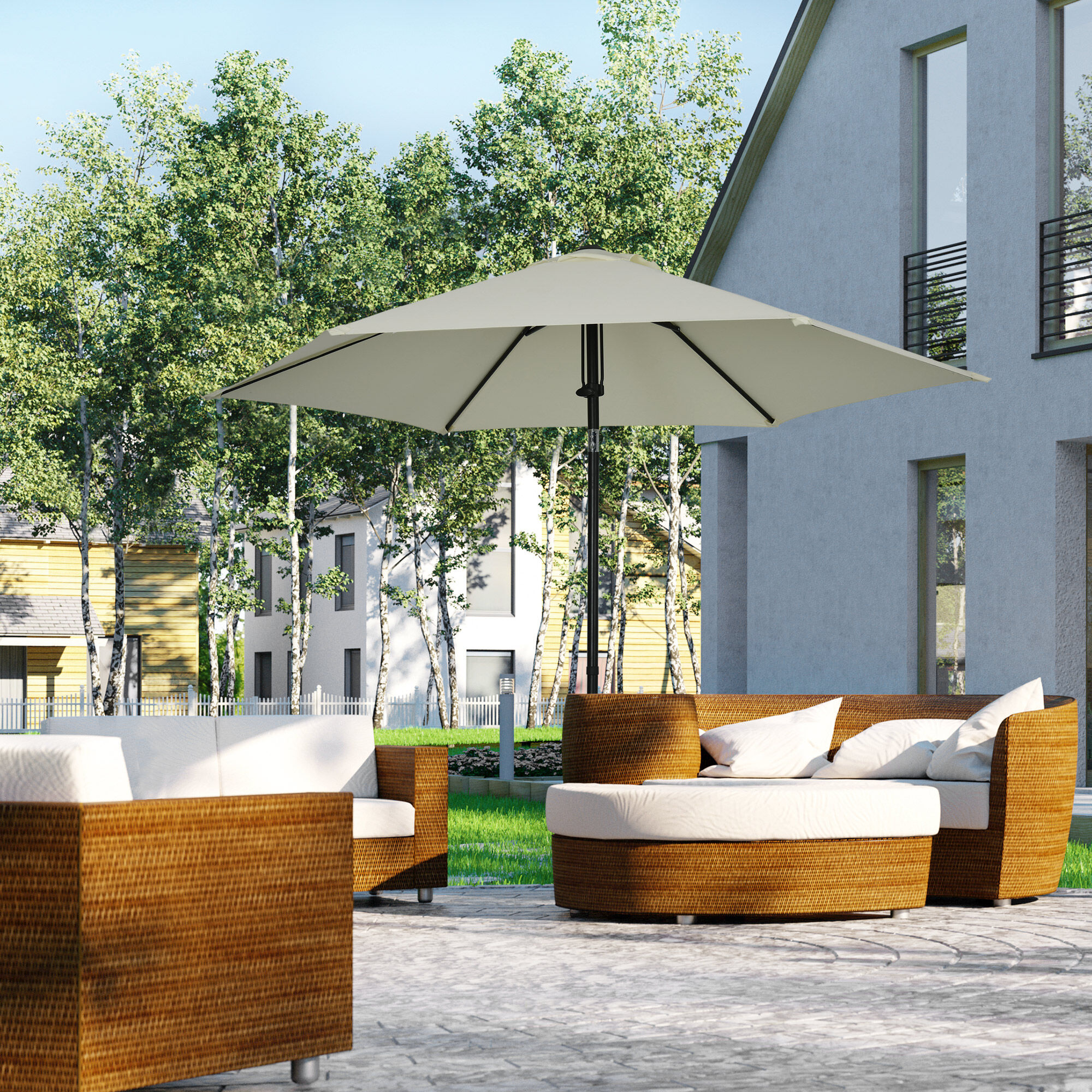 Parasol Inclinable Octogonal � 2,65 M Gris Clair - 2