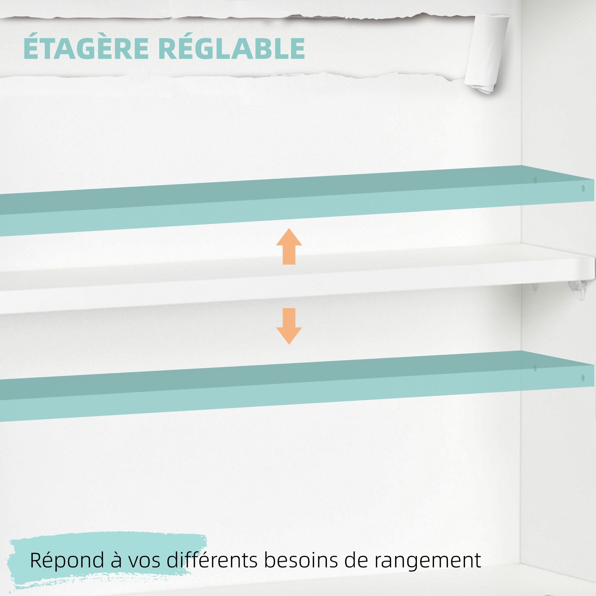 Bureau Mural Multi-rangement Pliable Blanc - 5