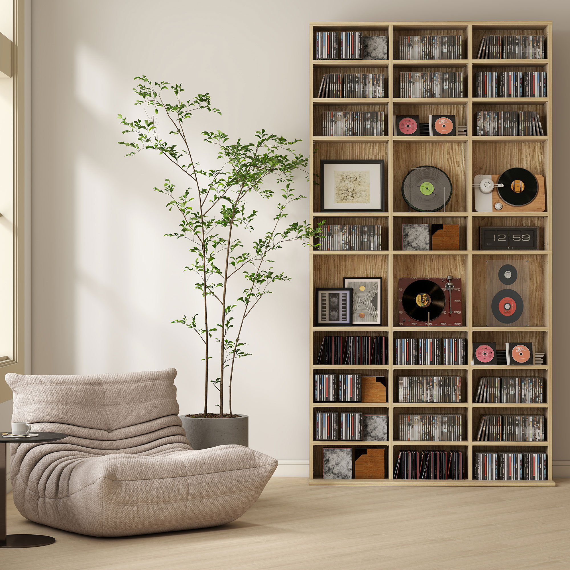 Rangements pour CD et DVD 36 compartiments MDF ch�ne - 4