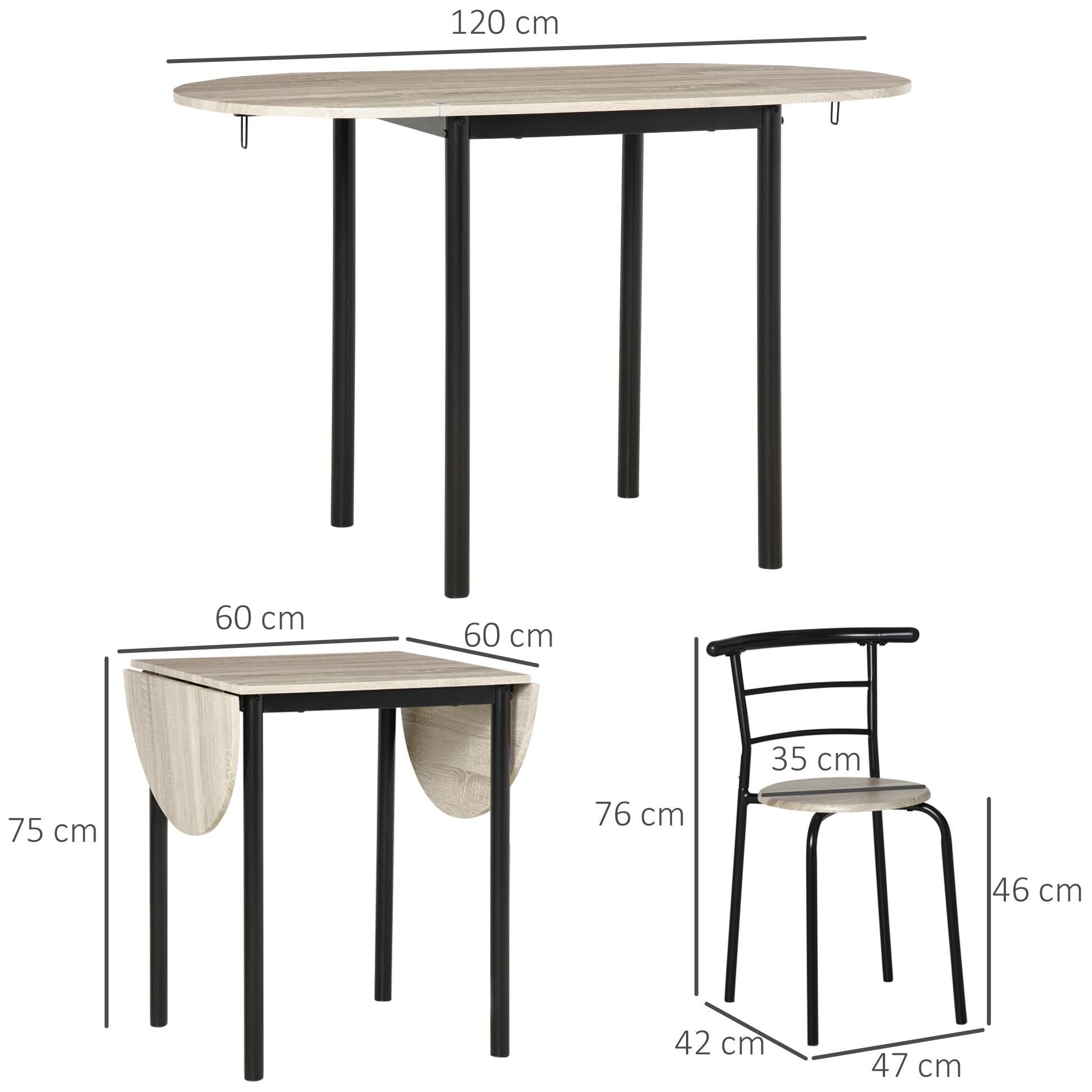 Ensemble table � manger extensible 3 pi�ces style industriel - 3