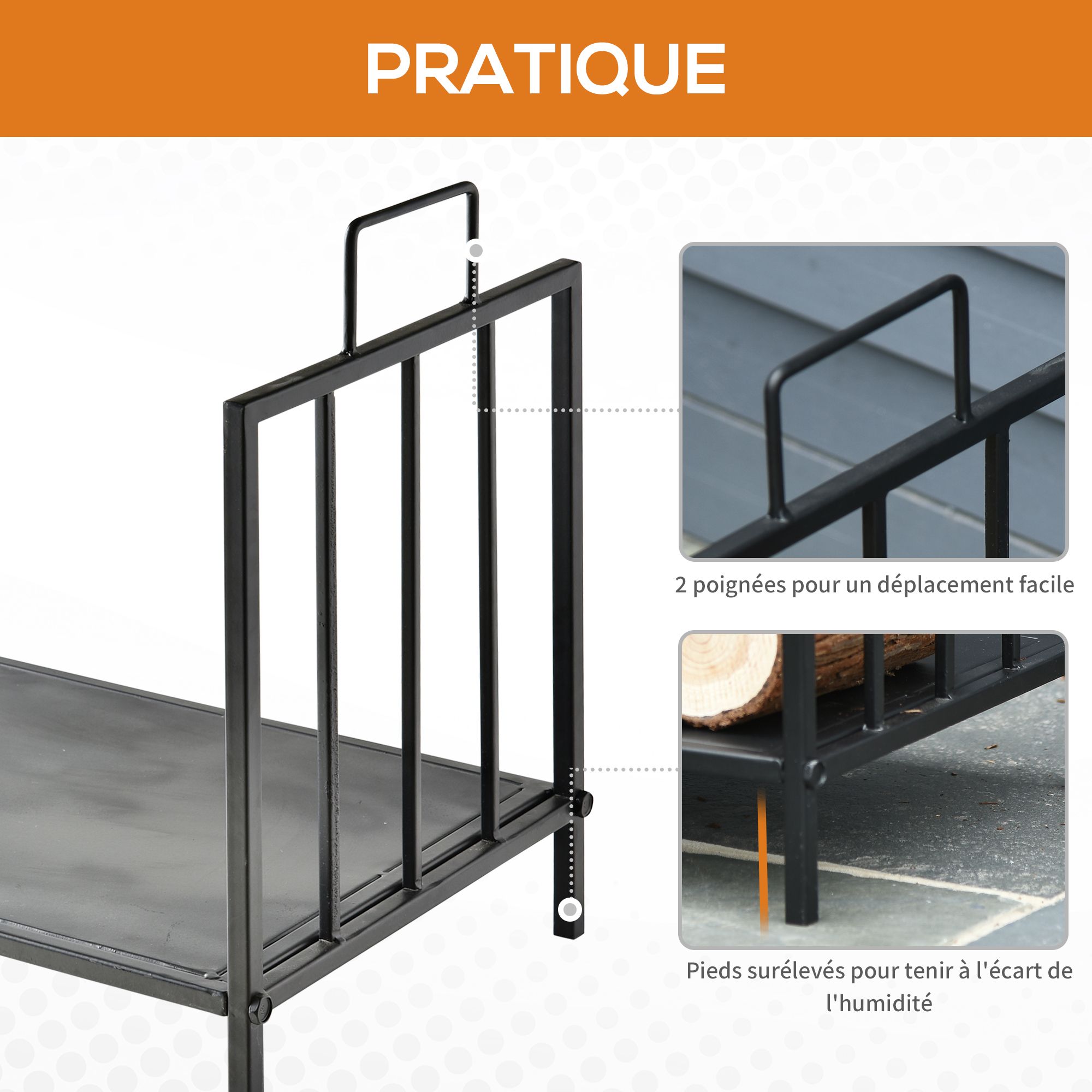 Range b�ches avec poign�es m�tal noir - 5