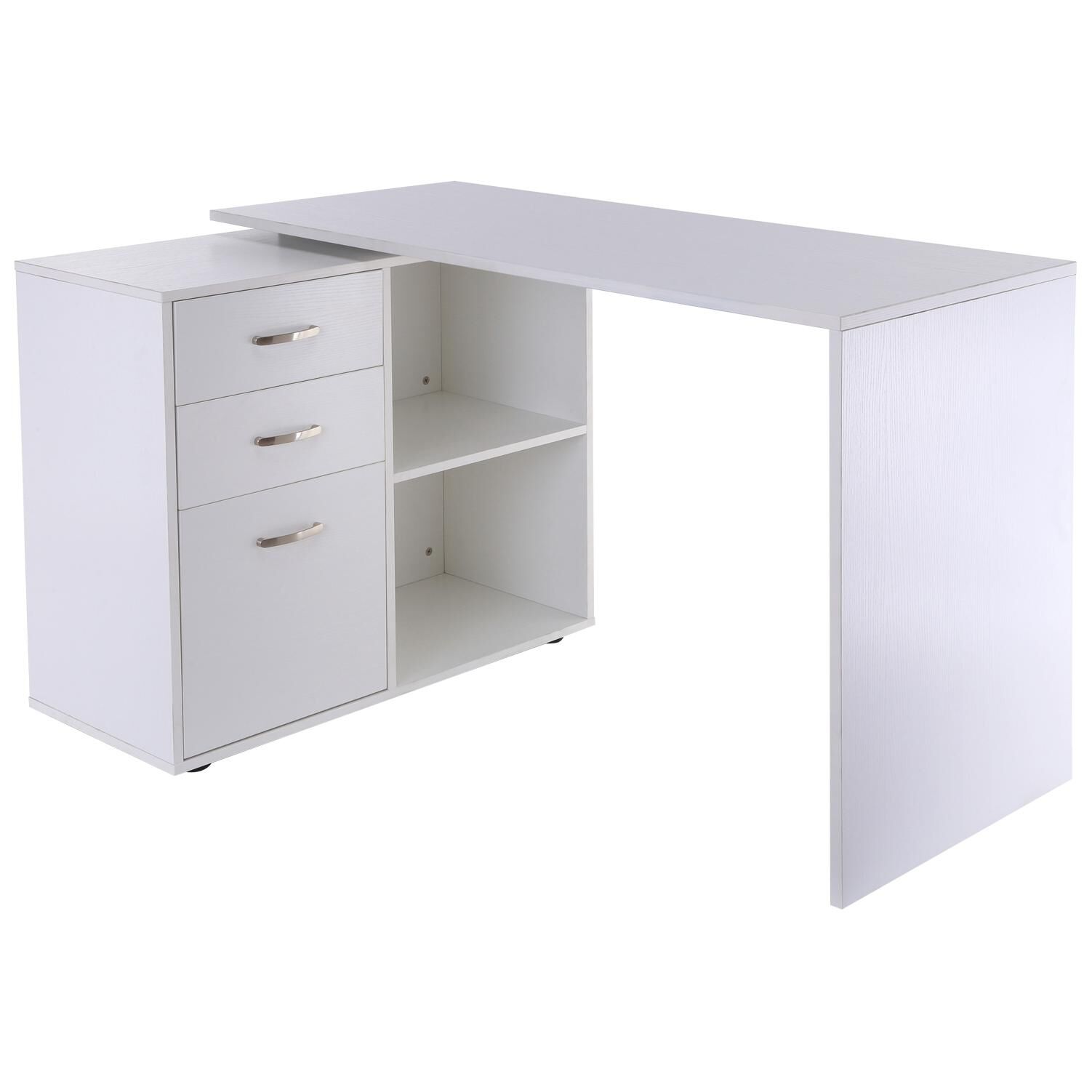 Bureau d'angle bureau droit modulable 2 en 1 blanc