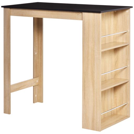 Table de bar mange-debout - 3 �tag�res - aspect ch�ne clair noir
