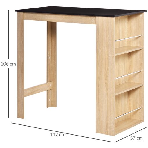 Table de bar mange-debout - 3 �tag�res - aspect ch�ne clair noir - 3