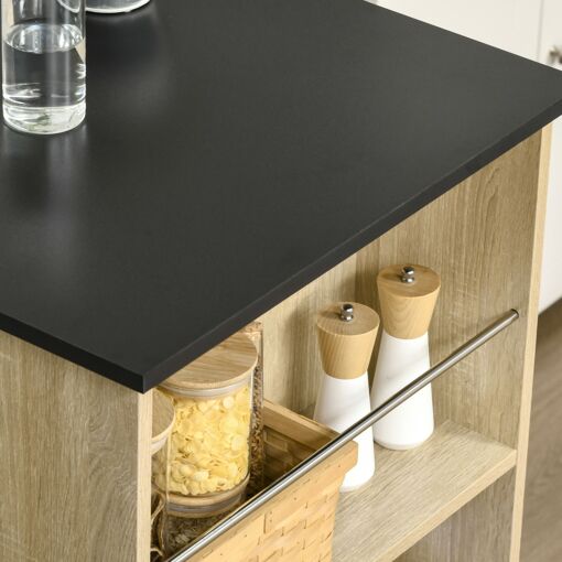 Table de bar mange-debout - 3 �tag�res - aspect ch�ne clair noir - 5