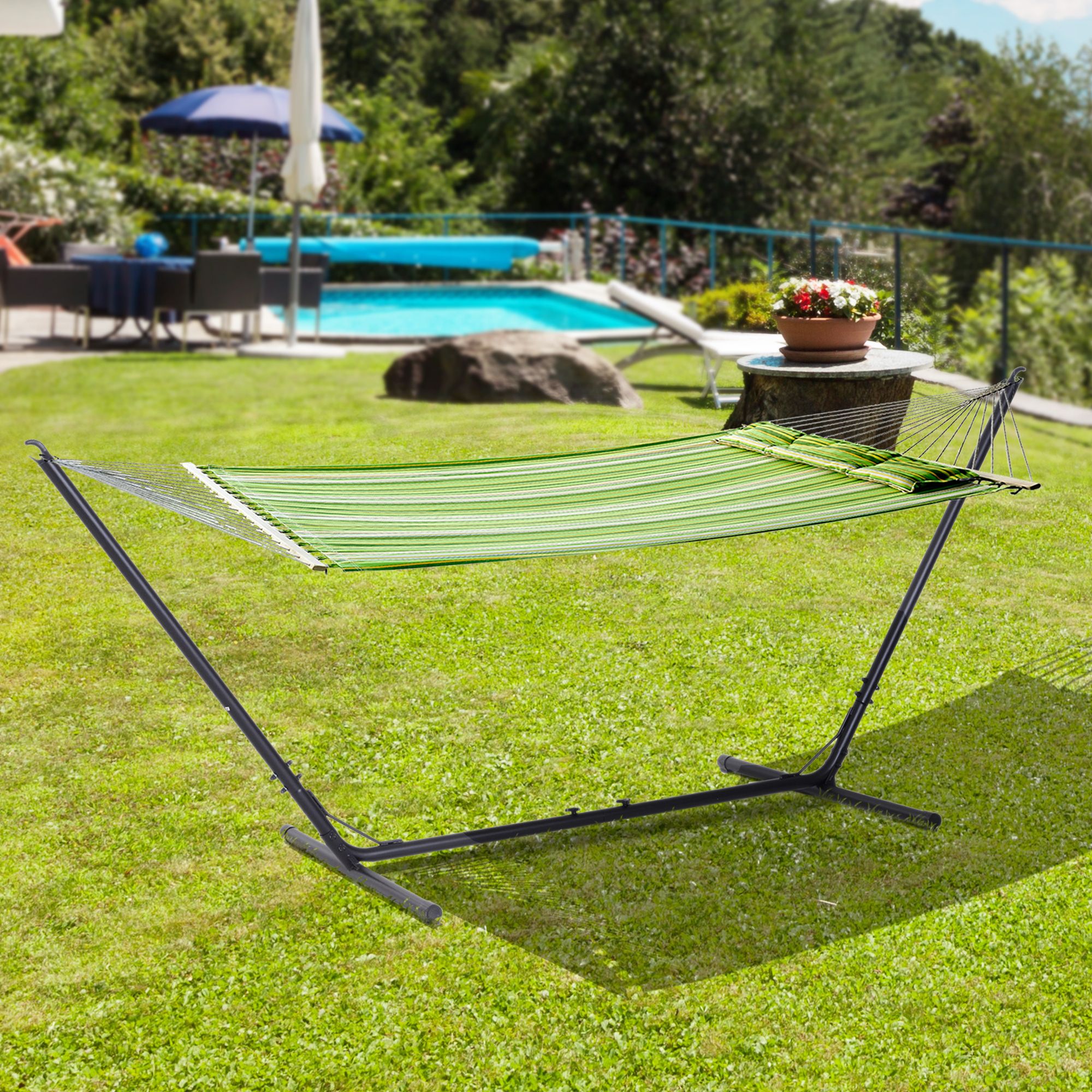 Support Pied De Hamac R�glable Structure M�tal �poxy Noir - 2