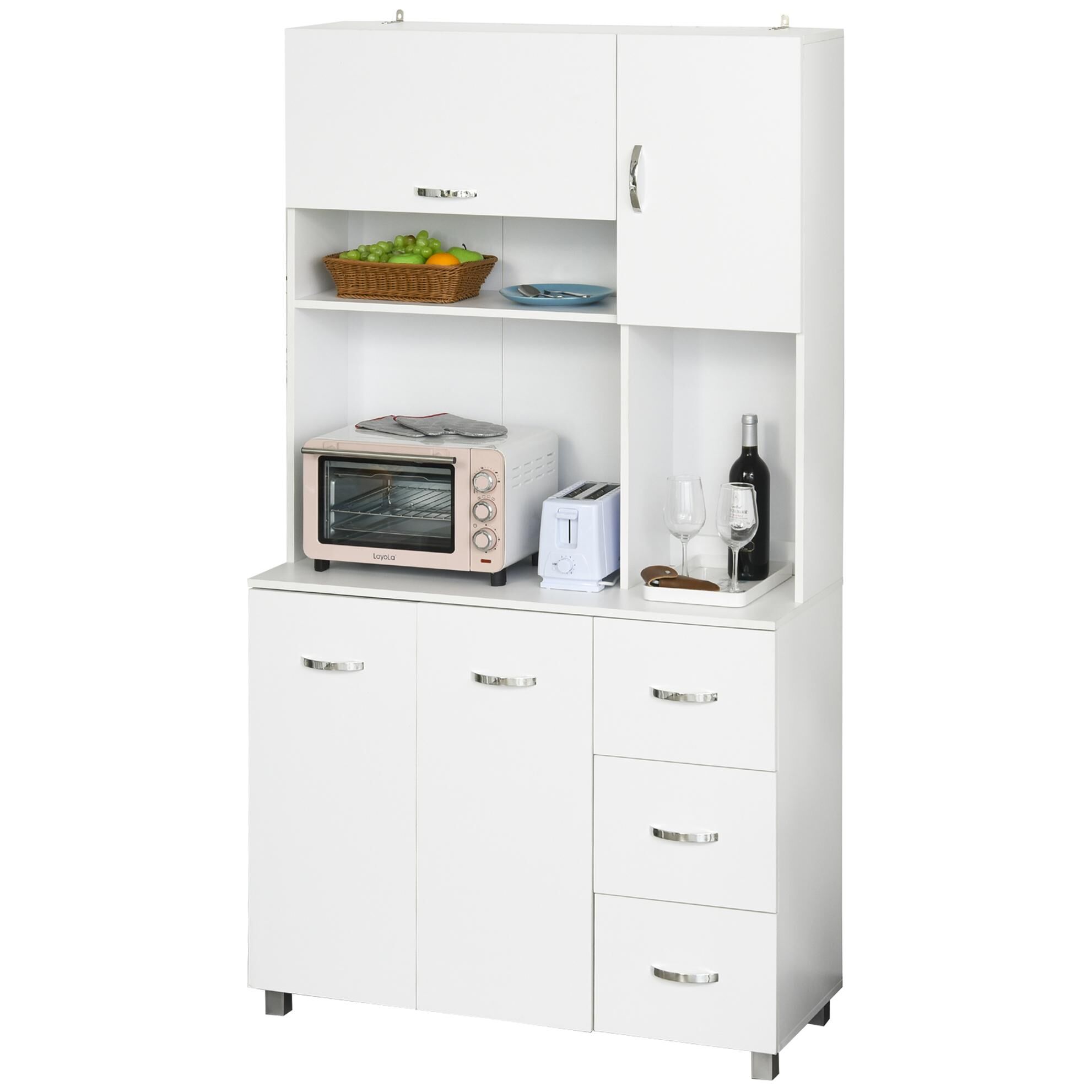 Armoire de cuisine multi-rangements MDF blanc