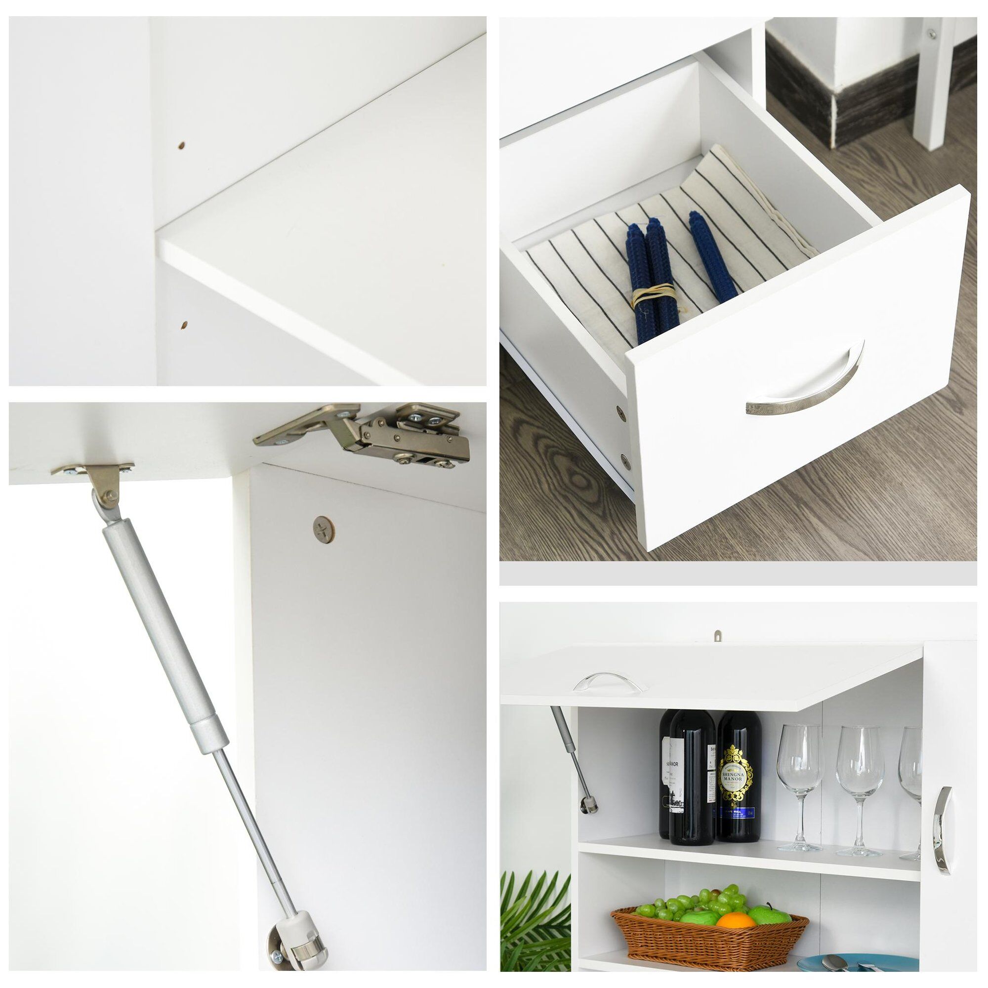 Armoire de cuisine multi-rangements MDF blanc - 8