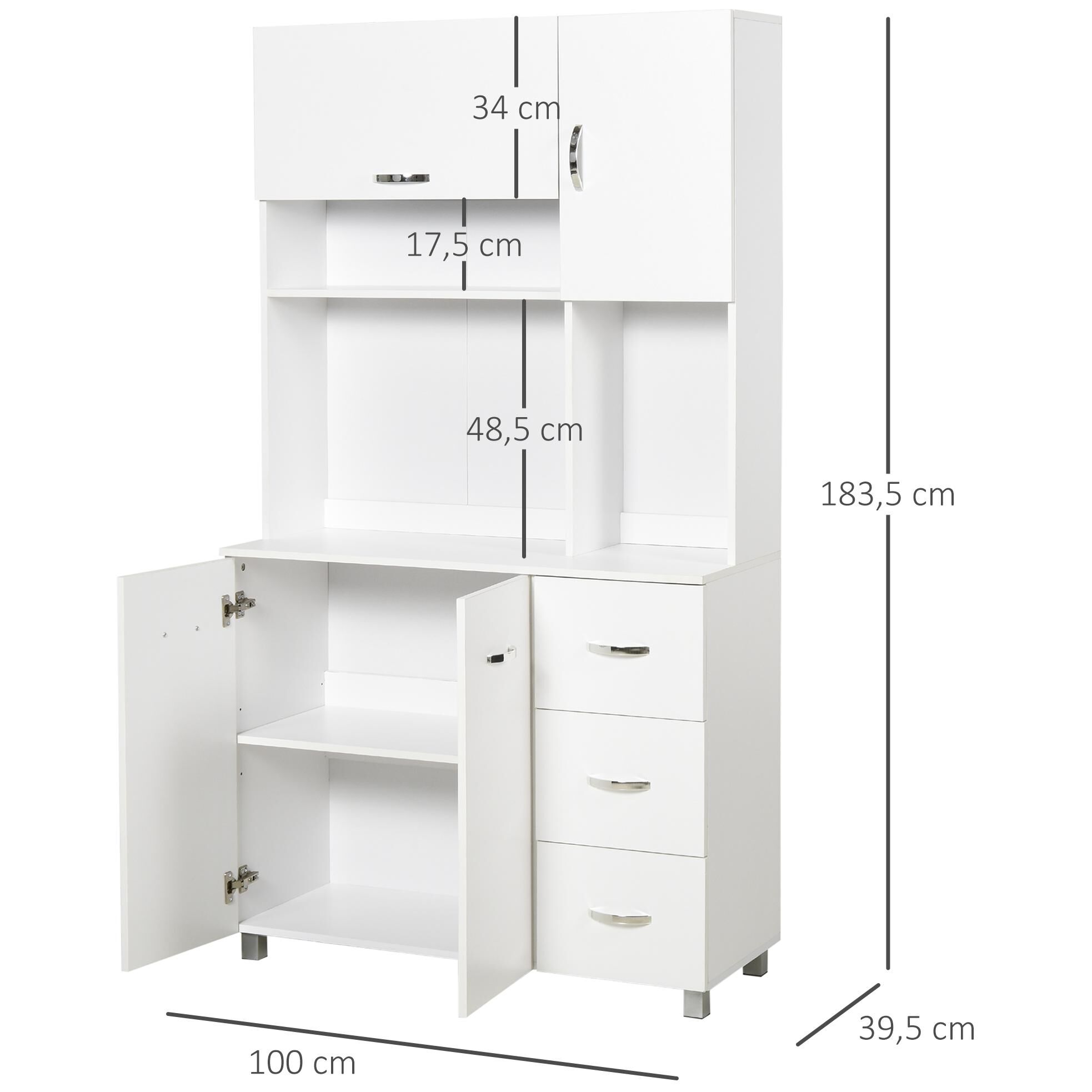 Armoire de cuisine multi-rangements MDF blanc - 3