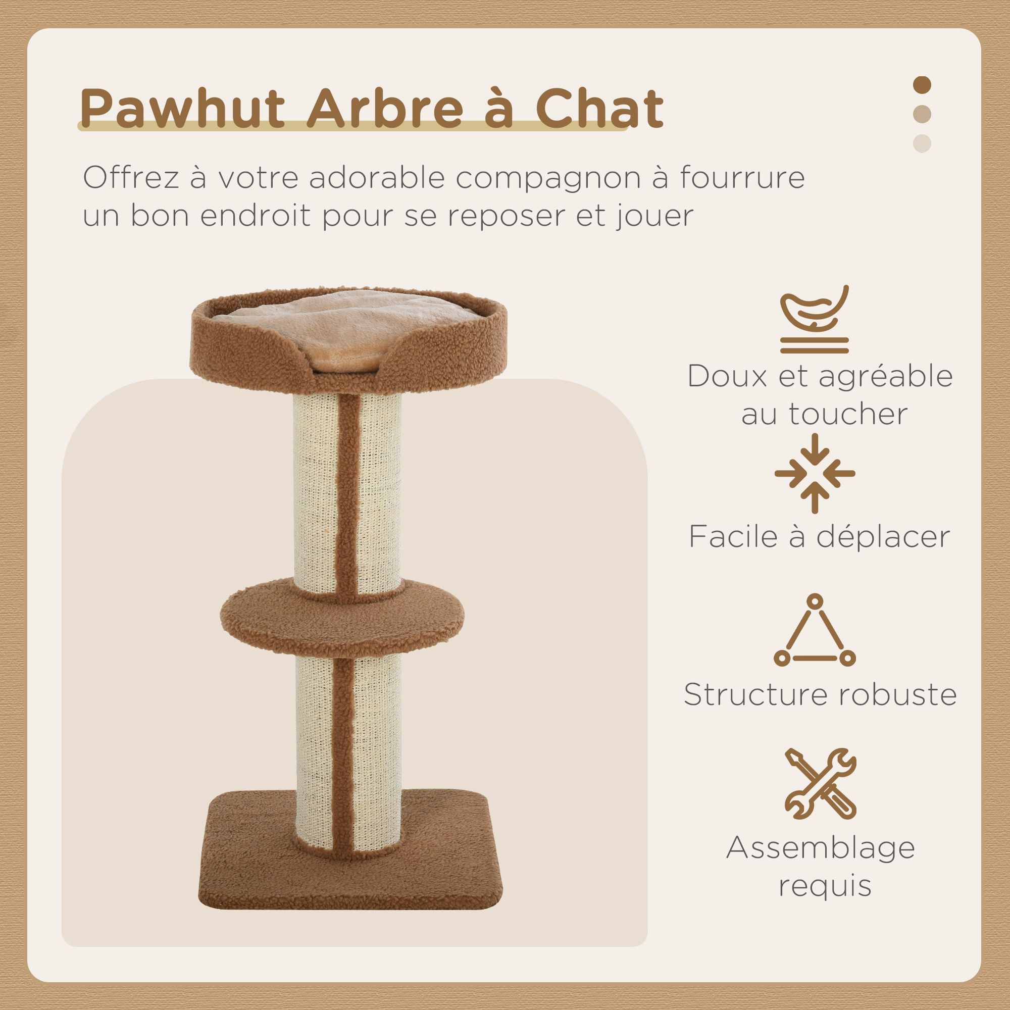 Arbre � Chat Avec Griffoir Centre D'activit�s 2 Plateformes Coussin Marron - 4