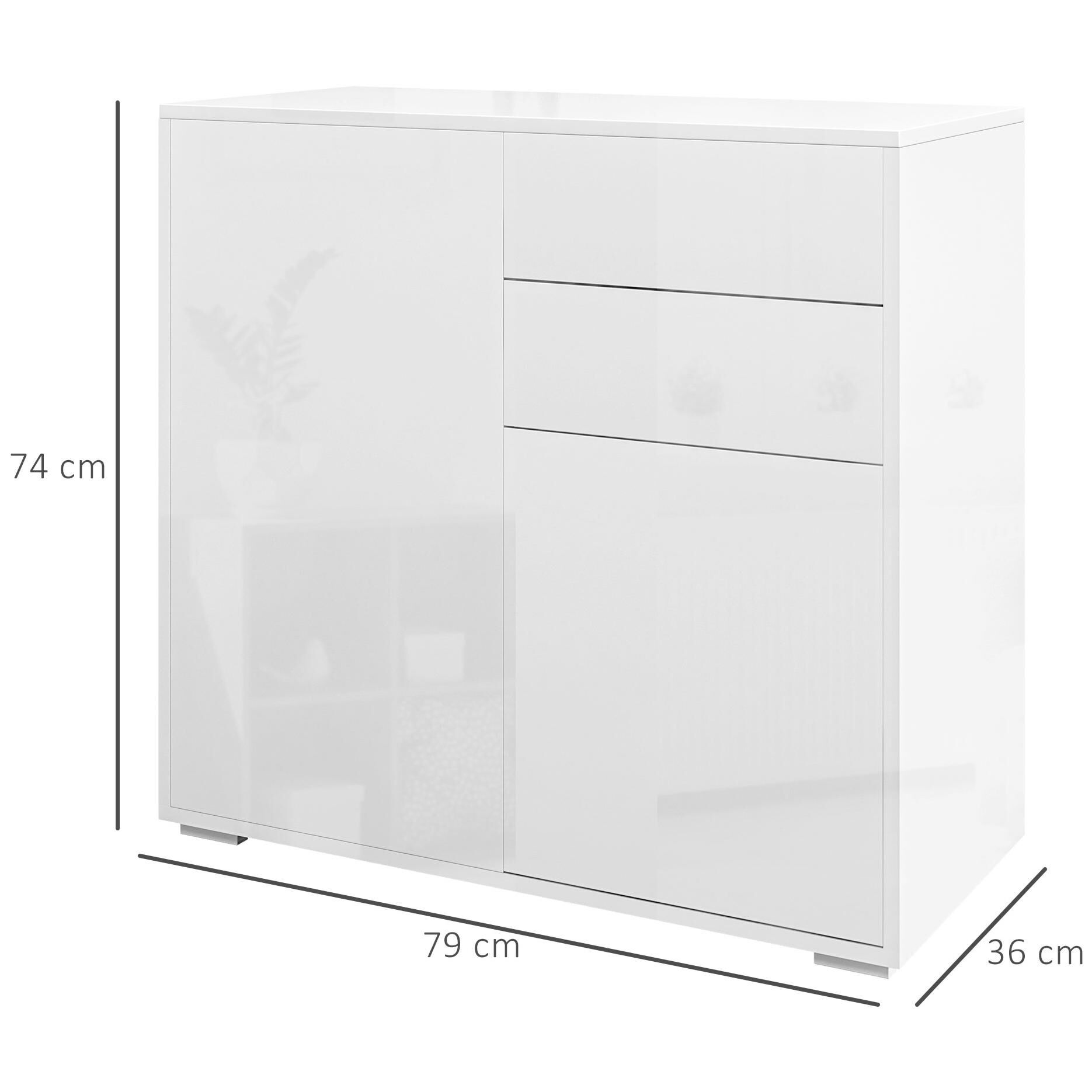 Commode buffet 2 tiroirs 2 portes blanc laqu� - 3