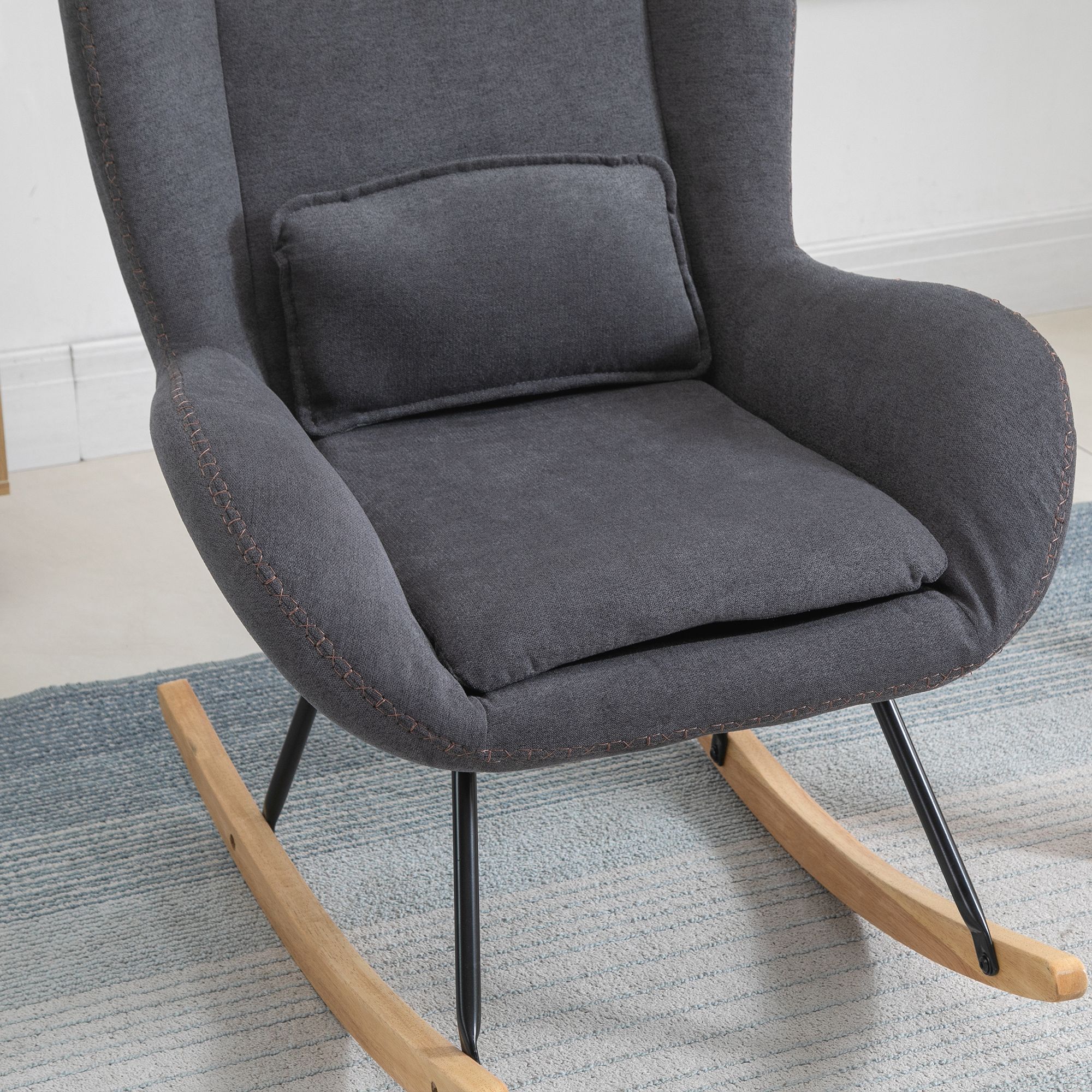 Fauteuil � bascule oreilles lin gris - 5
