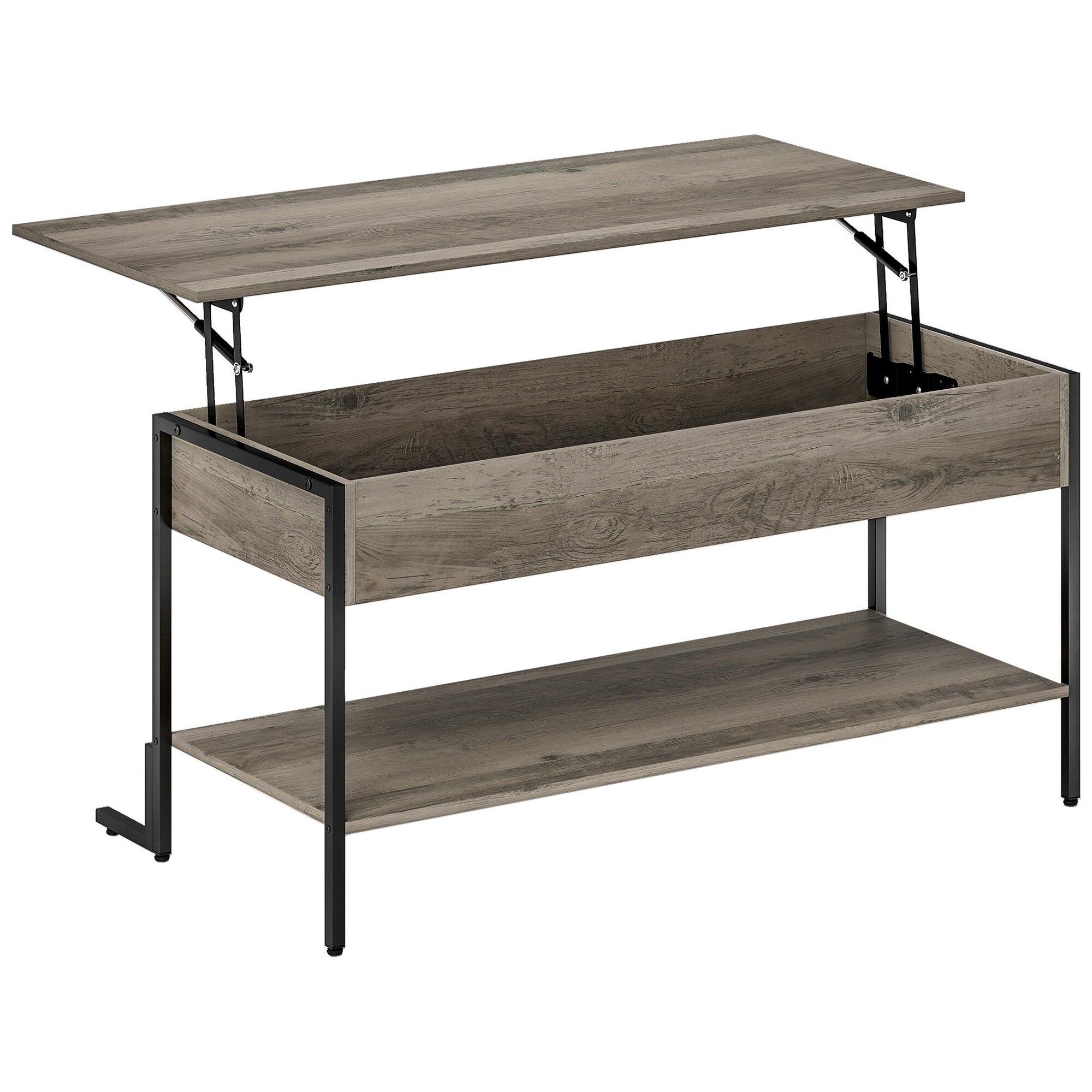Table basse avec plateau relevable panneau de particules gris