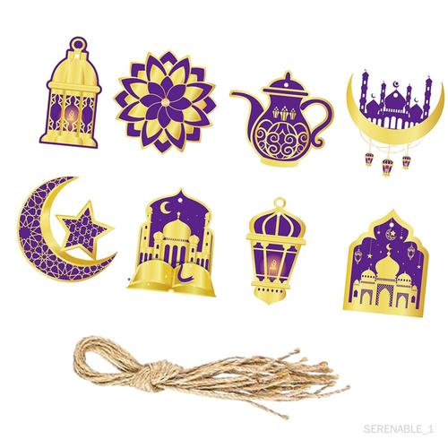 Étiquettes décoratives Eid AL , 8 pièces, ornements Eid Mubarak pour Violet