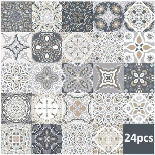 24pcs Stickers Carreaux Muraux - Stickers Carreaux Autocollant pour Cuisine Salon Salle De Bains D¿¿cor ¿¿ La Maison Auto-Adh¿¿sif (10 x 10CM)