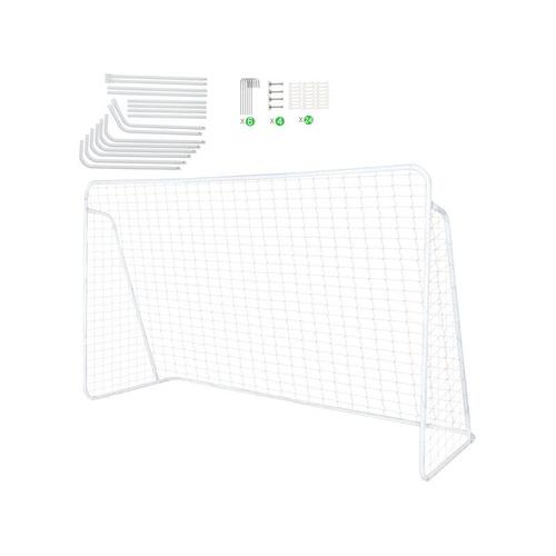 But De Foot Cage De Foot Pour Enfants 240 X 90 X 150 Cm, Filet De Football Pour Jardin/Cour/Parc/Plage - Blanc