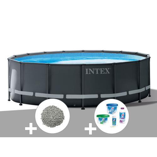 Kit piscine tubulaire Intex Ultra XTR Frame ronde 4,27 x 1,22 m + 10 kg de z?olite + Kit de traitement au chlore