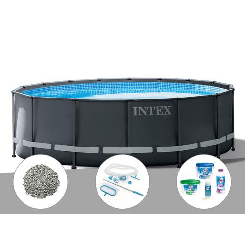 Kit piscine tubulaire Intex Ultra XTR Frame ronde 4,27 x 1,22 m + Kit d'entretien + 10 kg de z?olite + Kit de traitement au chlore
