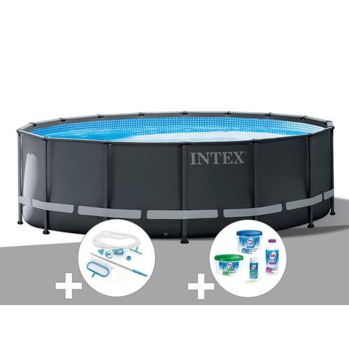Kit piscine tubulaire Intex Ultra XTR Frame ronde 4,27 x 1,22 m + Kit d'entretien + Kit de traitement au chlore