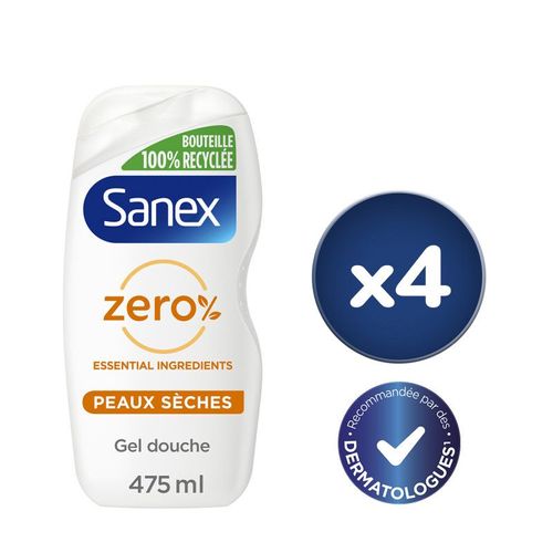 Pack De 2 - Lot De 2 Gels Douche Sans Savon Sanex Zéro 0% Essential Peaux Sèches 