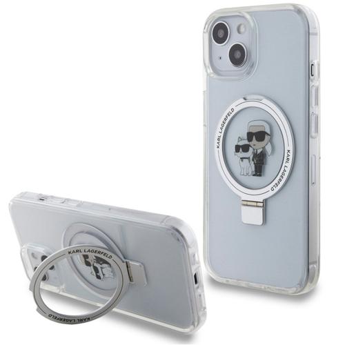 Karl Lagerfeld Coque Rigide Ringstand Magsafe Karl Et Choupette Iphone 15 Transparent