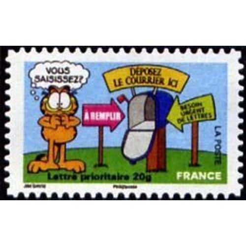 Timbre France 2008 Oblitéré -Sourires Avec Le Chat Garfield - Slurp ! - Prior 20g Yt4274
