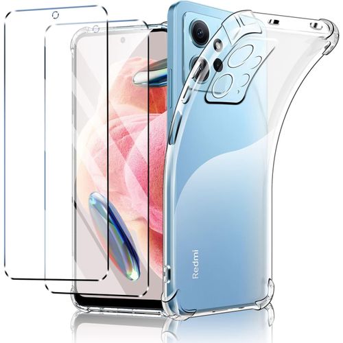 Coque Pour Xiaomi Redmi Note 12 4g + 1 Verre Trempé - Silicone Tpu Souple, Bumper Avec Coins Renforcés (Transparent)