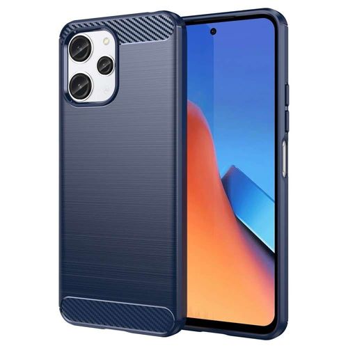 Coque Pour Xiaomi Redmi 12 4g Et 5g / Poco M6 Pro 5g - Housse Etui Silicone Gel Carbone + Film Ecran - Bleu Fonce